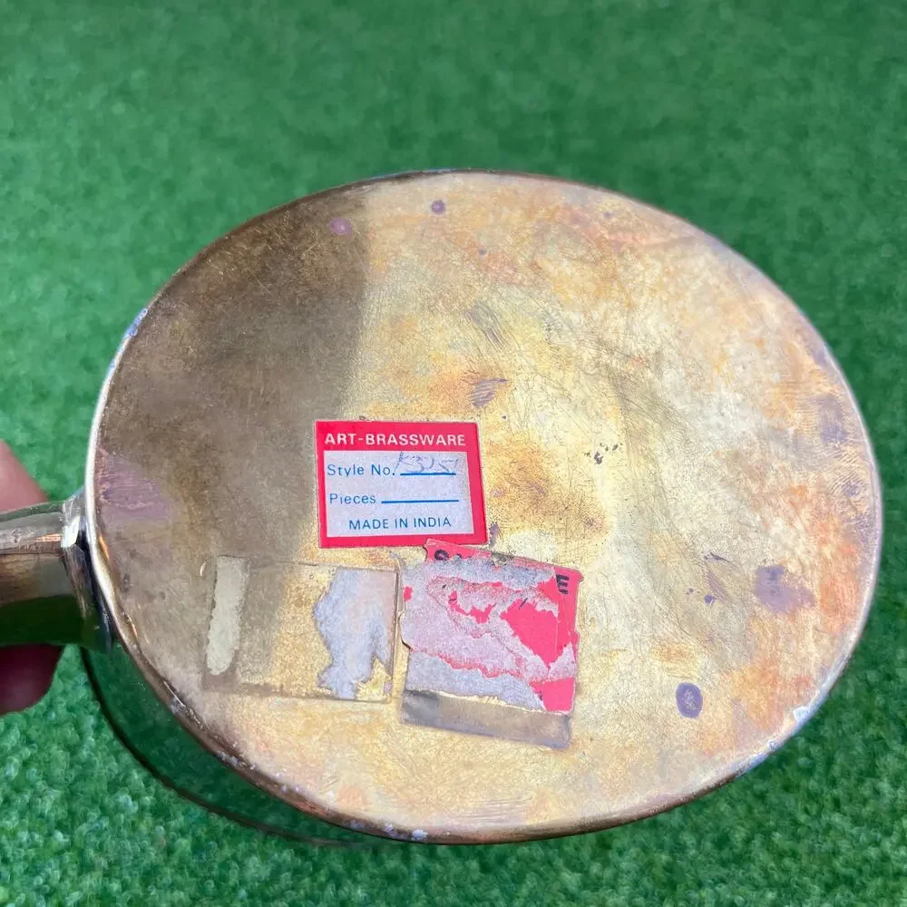 Vintage Brass Teapot Kettle Fixed Handle Copper Oval Shape Decor